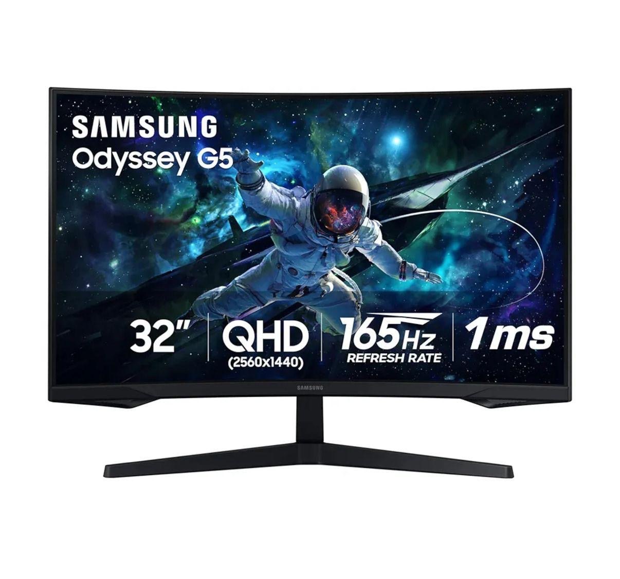 SAMSUNG Odyssey G5 G55C 32°
inch 2K QHD 1000R Curved 1ms
HDR10 165Hz Gaming Monitor