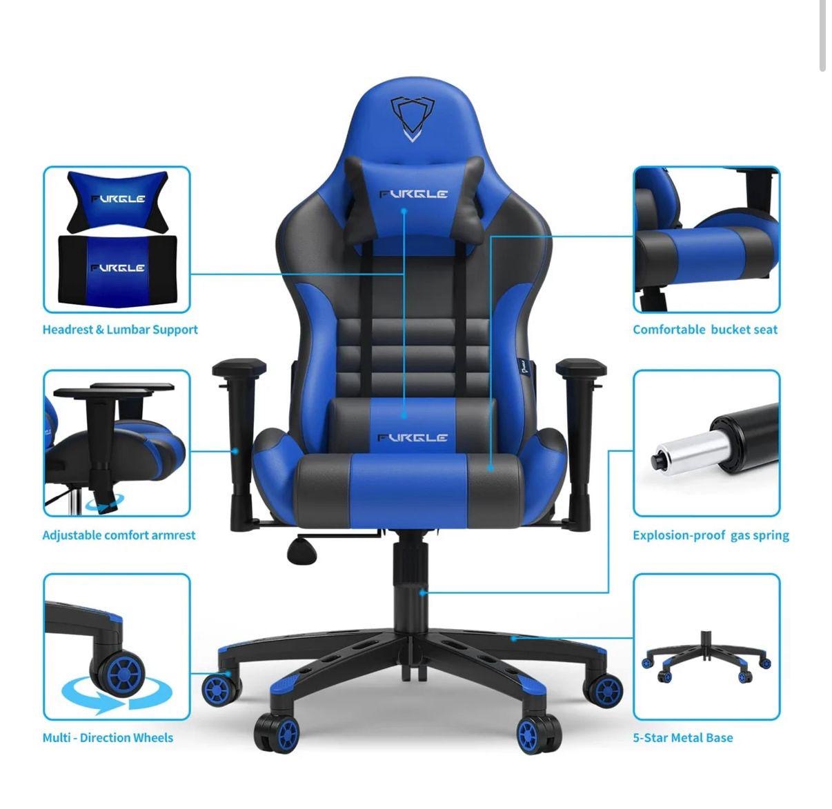 Furgle Gaming Chair, Racing Style High-Back Office Chair with Adjustable Armrests, PU Leather Ergonomic Video Game Chair with Headrest and Lumbar Support,
Rocking Mode -